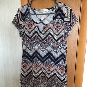 Floral Chevron Mini Dress